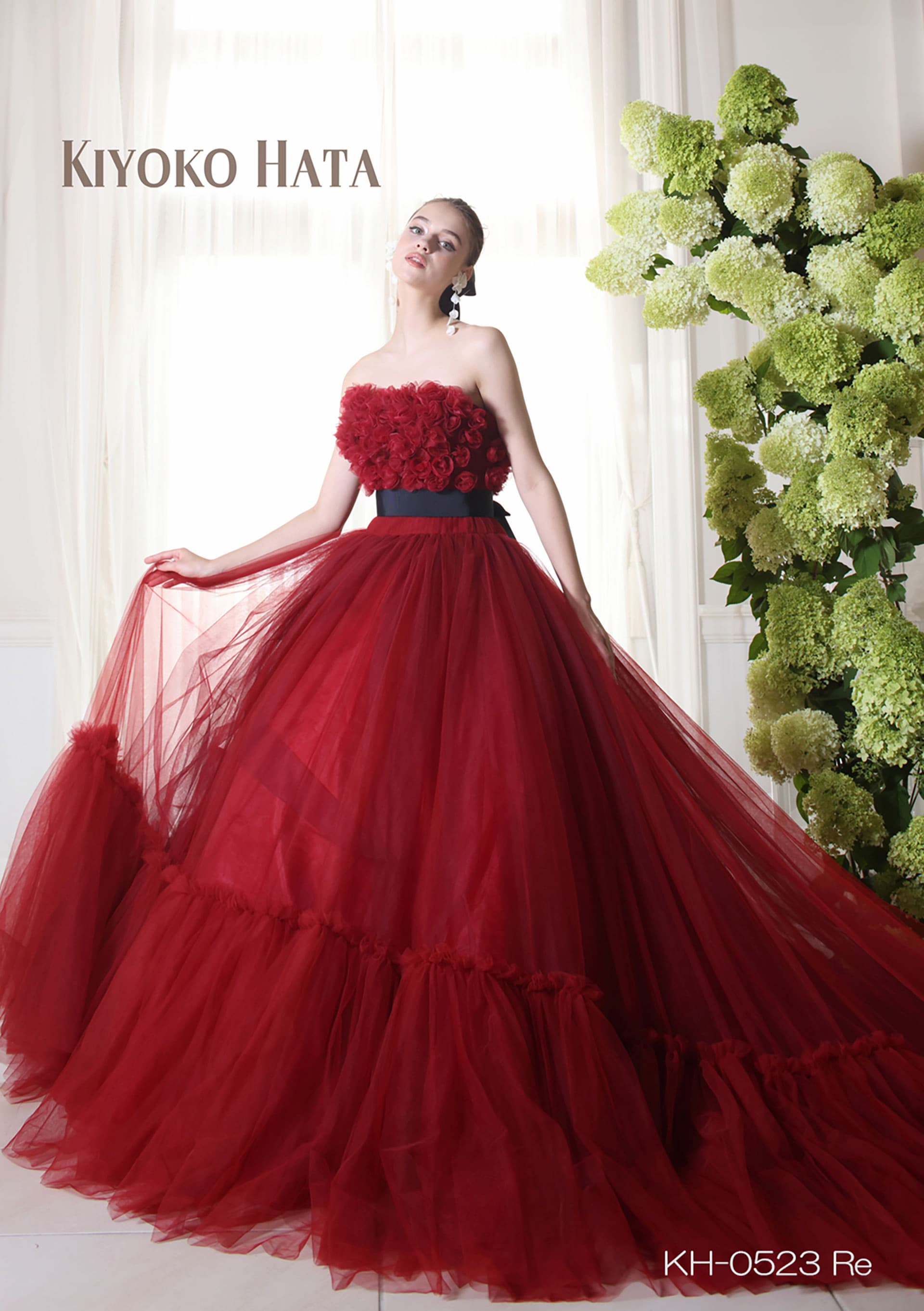 84〜92cmウエストカラードレス　赤色ドレス　キヨコハタ